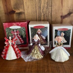Lot Of 3 Holiday Barbie Hallmark Christmas Ornaments 1994 1996 1997